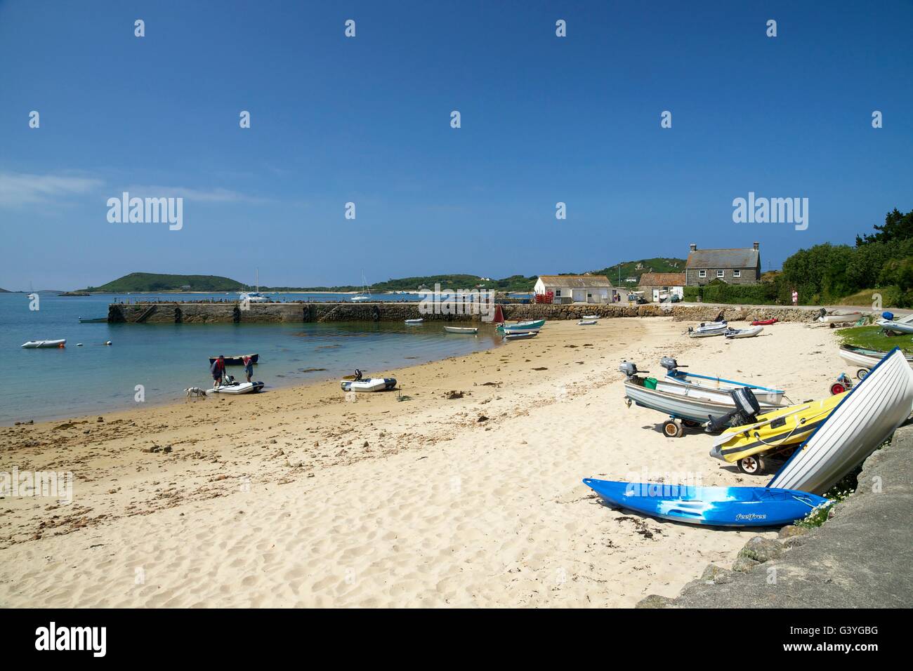 Nuovo Grimsby Quay, Isola di Tresco, isole Scilly, Cornwall, Regno Unito, GB Foto Stock