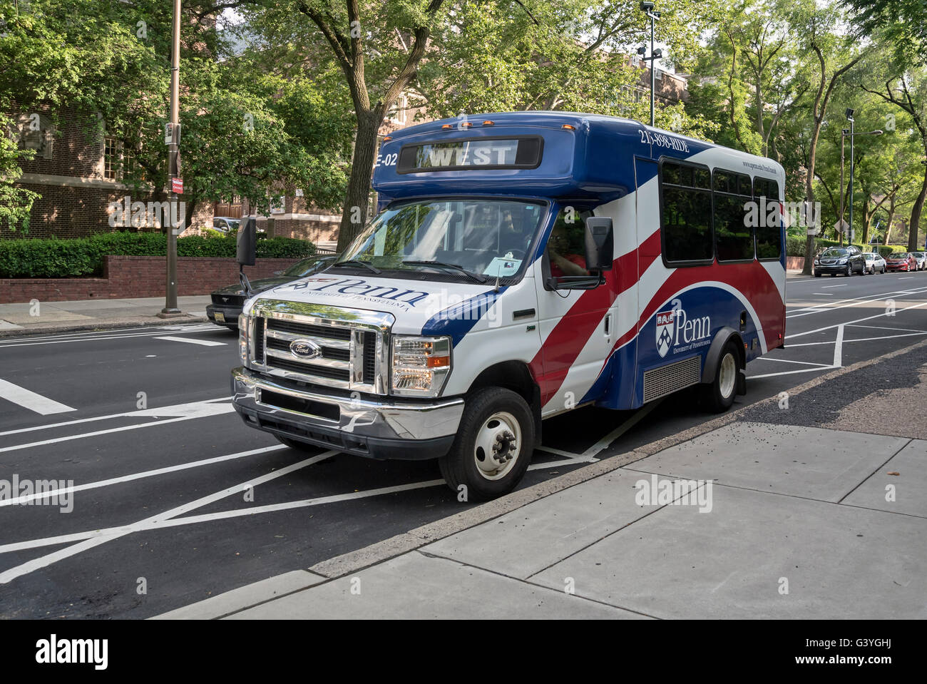 Penn studenti universitari bus, Philadelphia, Pennsylvania, STATI UNITI D'AMERICA Foto Stock