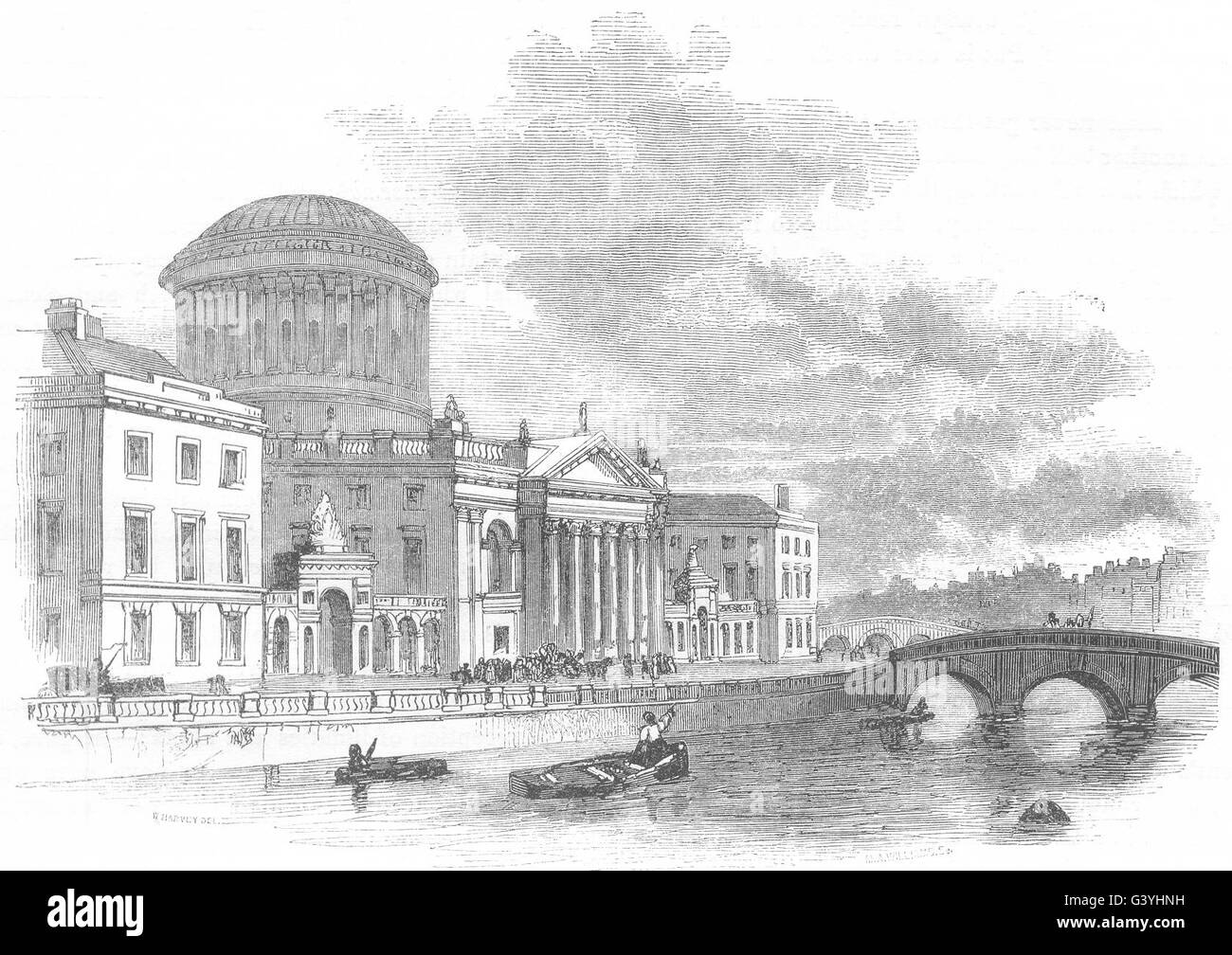 Irlanda: i quattro campi da tennis, Dublino, antica stampa 1850 Foto Stock