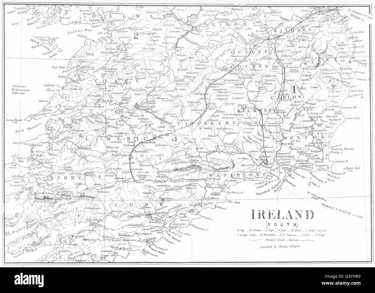 Irlanda: Irlanda (sud) , 1850 mappa antichi Foto Stock