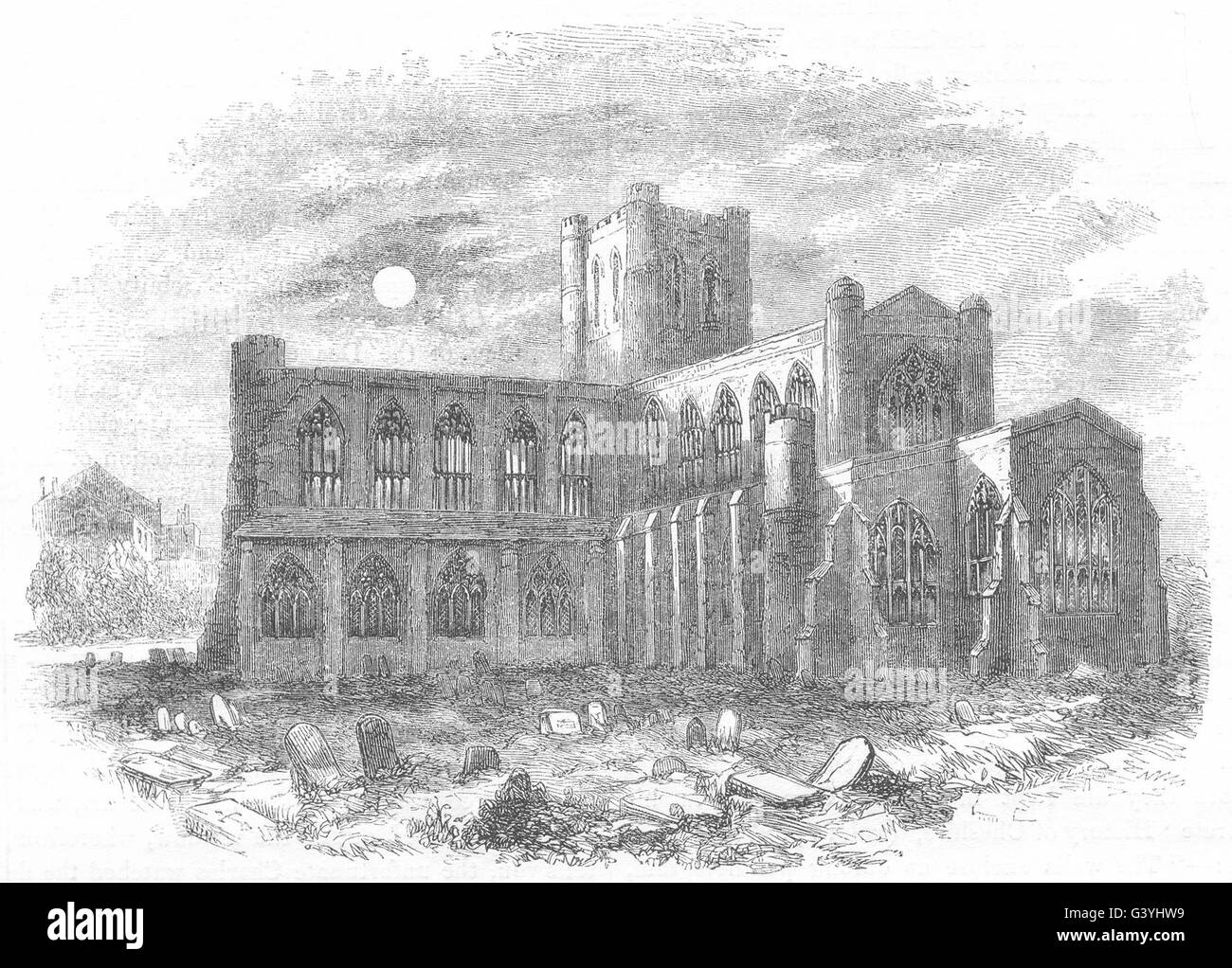 CHESHIRE: Chester Cathedral, antica stampa 1850 Foto Stock