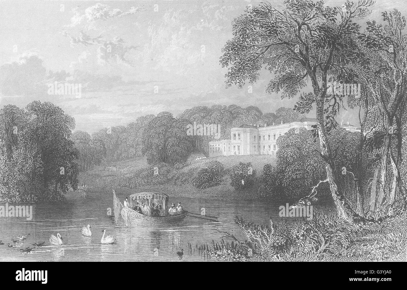 DURHAM: Wynyard, Durham (Allom) , antica stampa 1832 Foto Stock