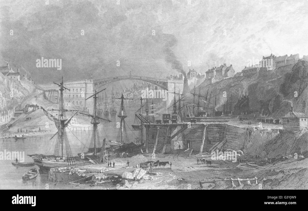 DURHAM: Sunderland, nella contea di Durham (Allom) , antica stampa 1832 Foto Stock