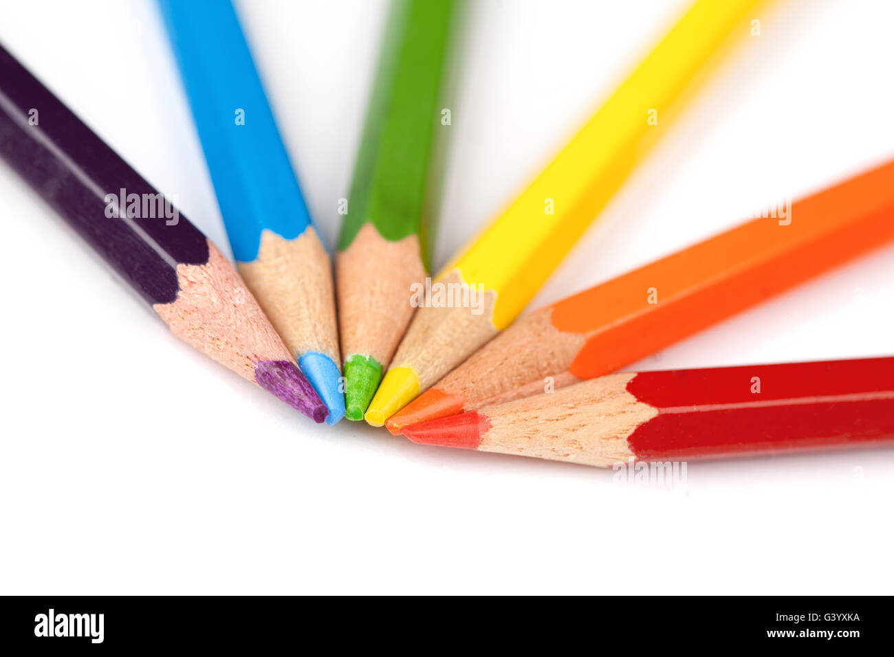 Matite di colore isolato su sfondo bianco Foto Stock