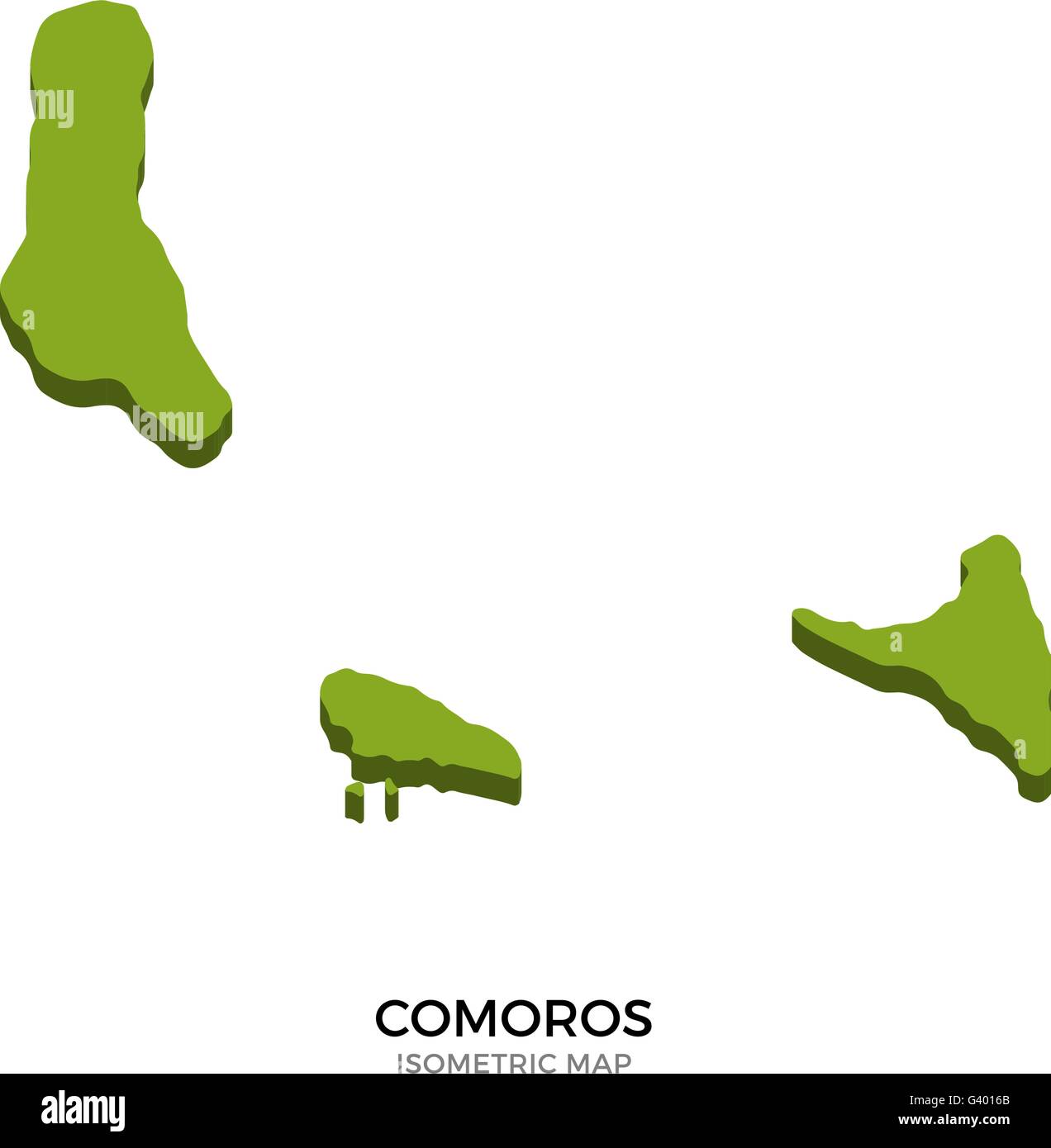 Mappa isometrica delle Comore dettagliata illustrazione vettoriale Illustrazione Vettoriale