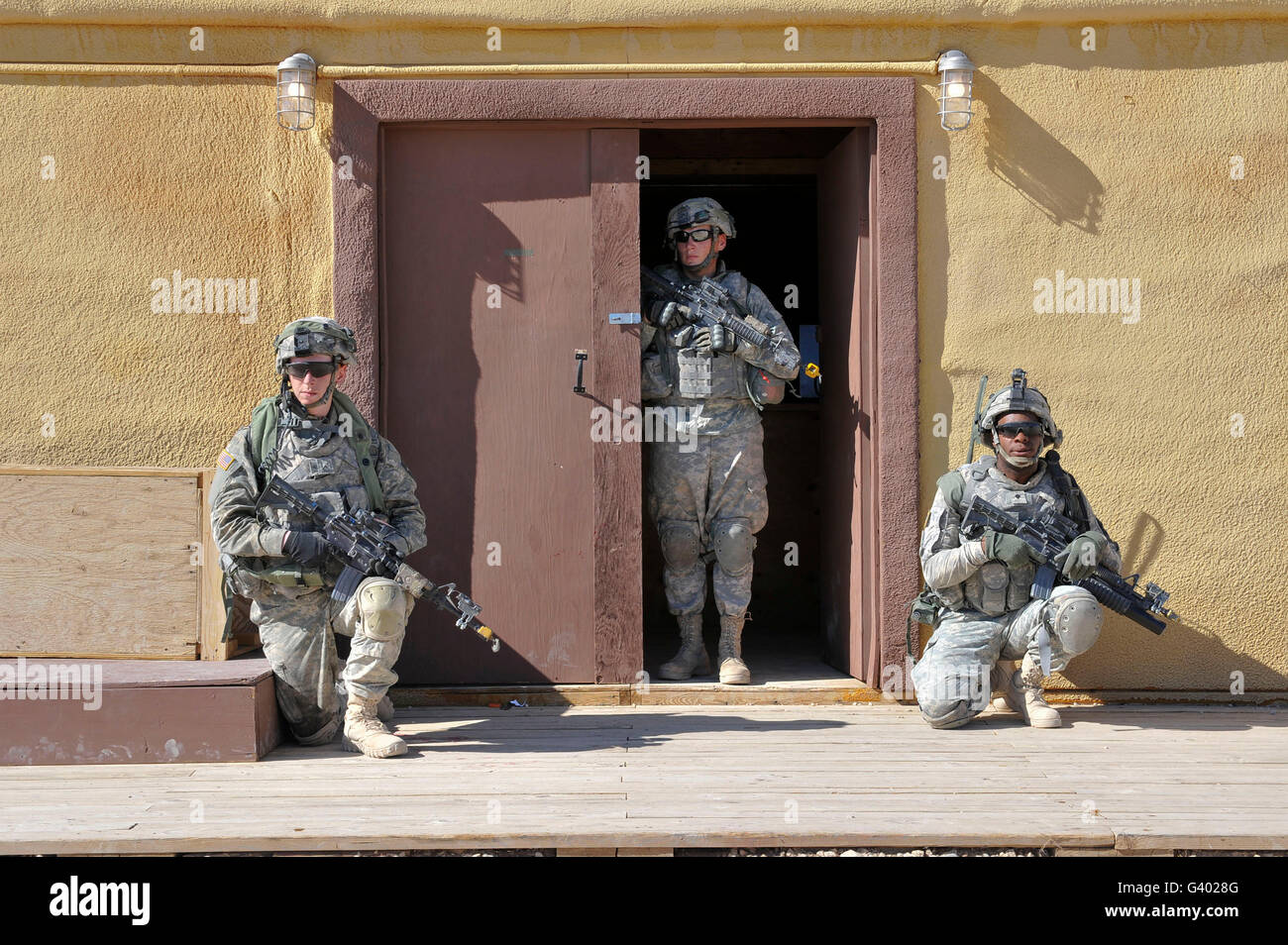 Stati Uniti I soldati di guardia a Fort Irwin, California. Foto Stock