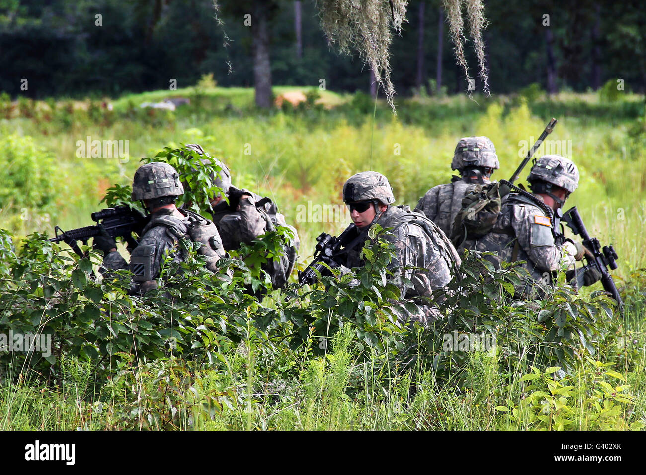 Soldati a mantenere la sicurezza a Fort Stewart, Georgia. Foto Stock