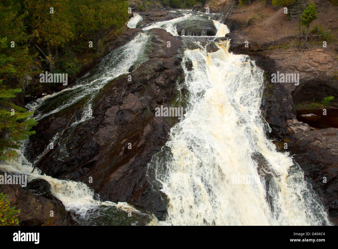 Cross River Falls, Cross River Falls Park lungo il tragitto, Schroeder, Minnesota Foto Stock