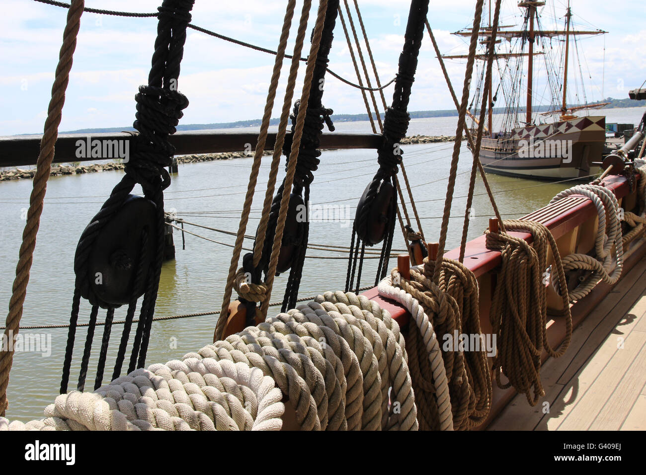 A bordo di una ormeggiati Old Ship. Foto Stock