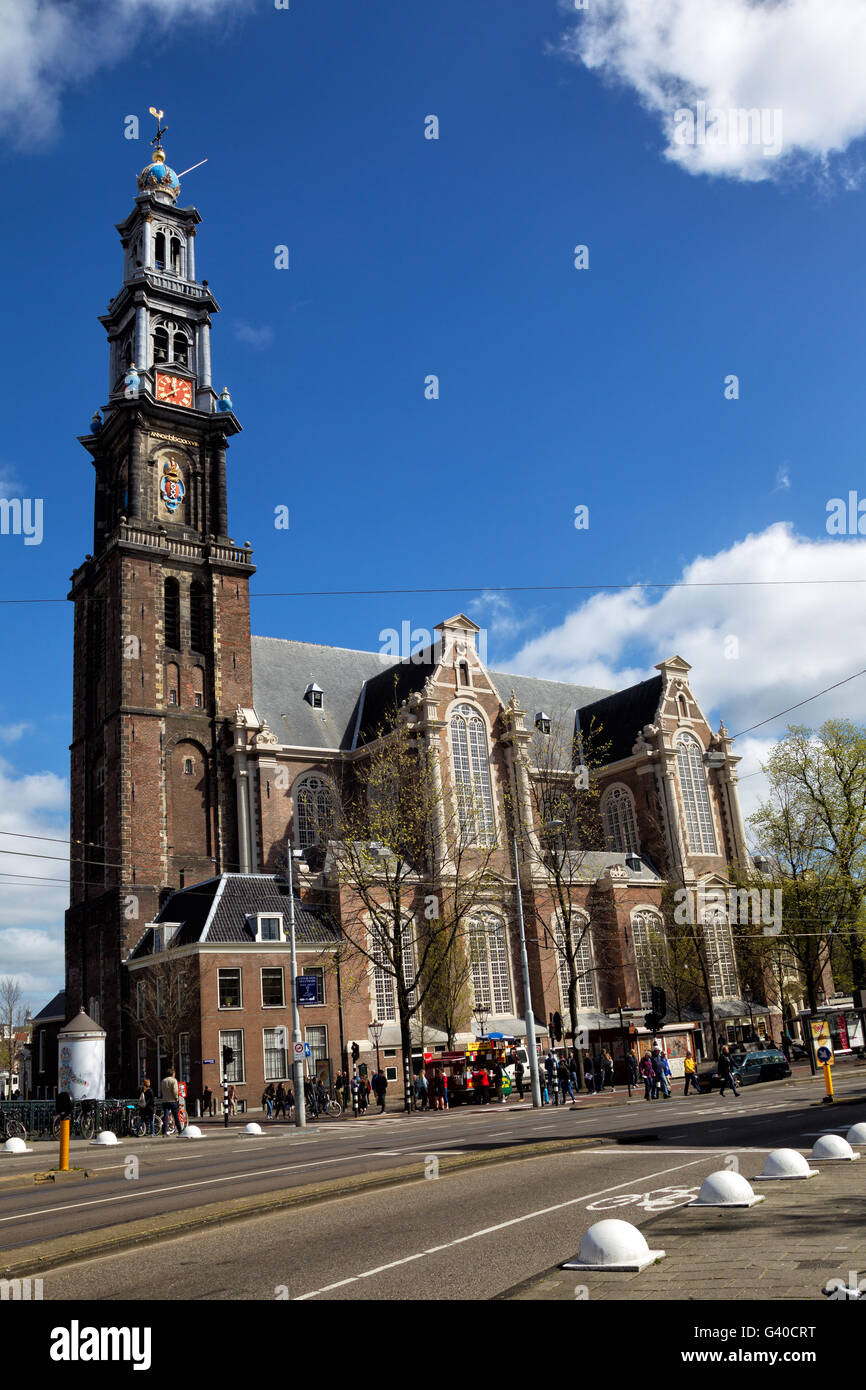 La Westerkerk o Chiesa occidentale nel centro di Amsterdam, Paesi Bassi. Foto Stock