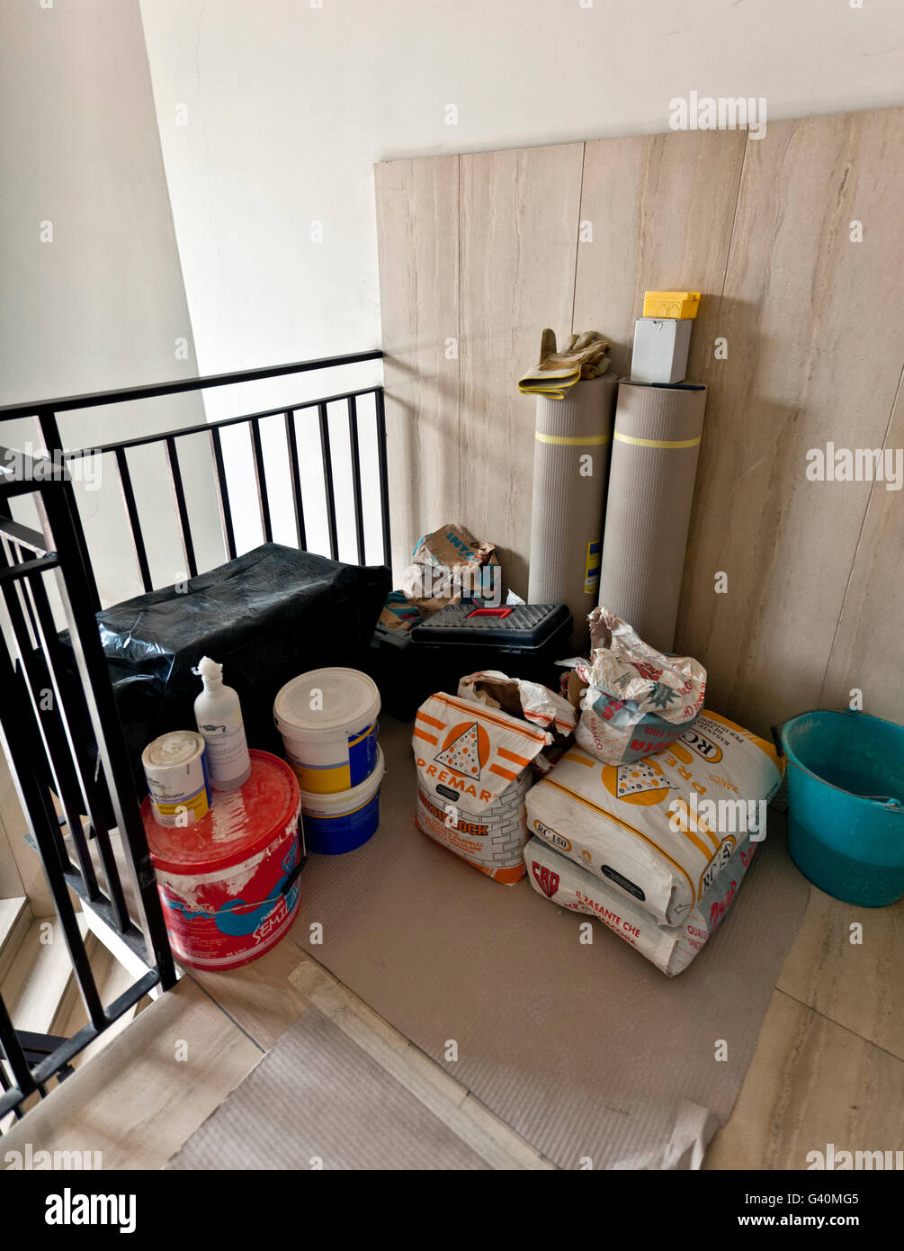 Stock di vari materiali da costruzione Foto Stock