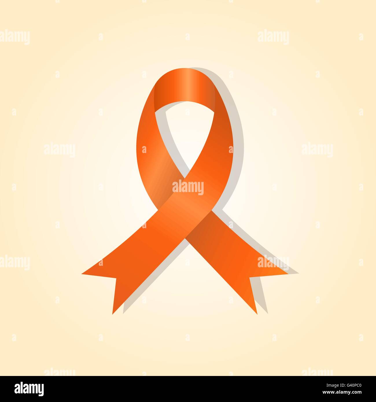 Arancione nastro di sensibilizzazione sul bagliore arancione sfondo, vettore di stock Illustrazione Vettoriale