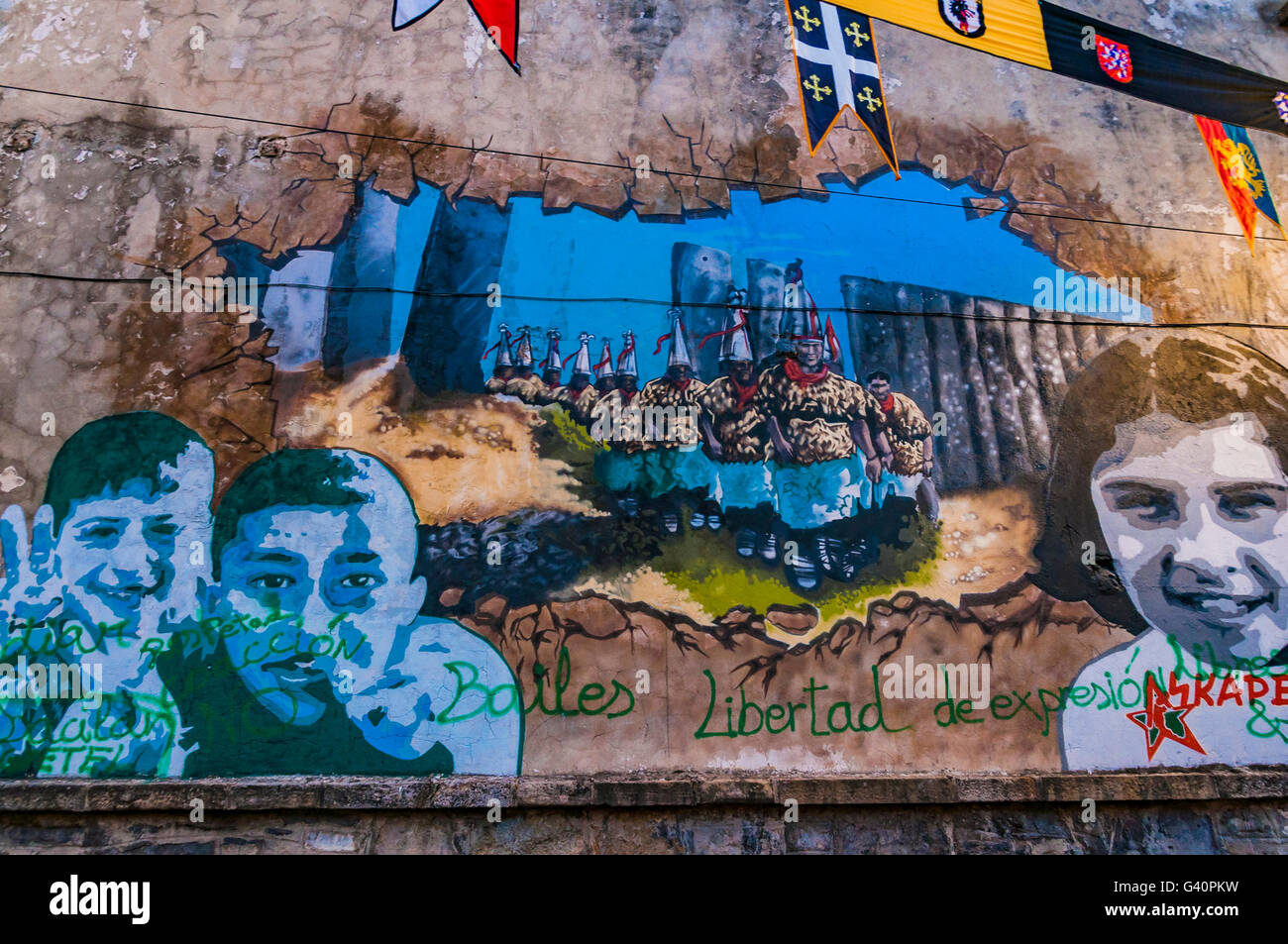 Itinerario murale di Vitoria. Vitoria-Gasteiz, Álava, Paese Basco, Spagna, Europa Foto Stock