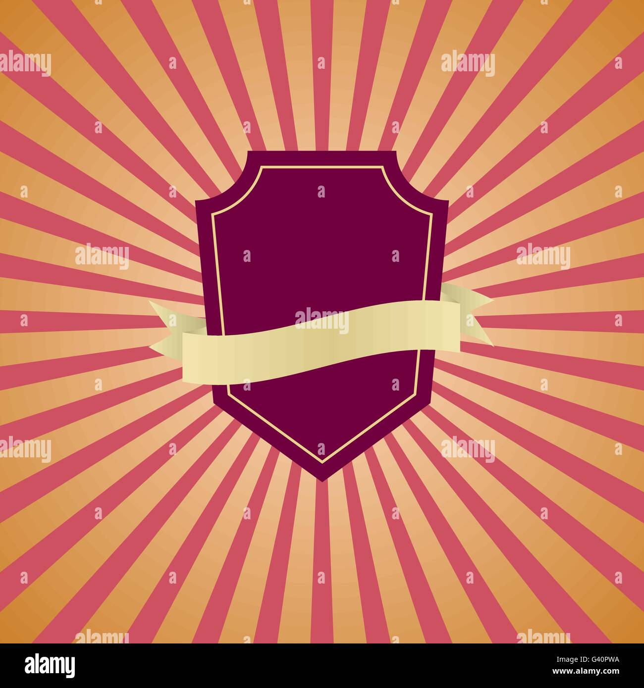 Retro Vintage il badge con il rosa sunray sfondo, vettore di stock Illustrazione Vettoriale