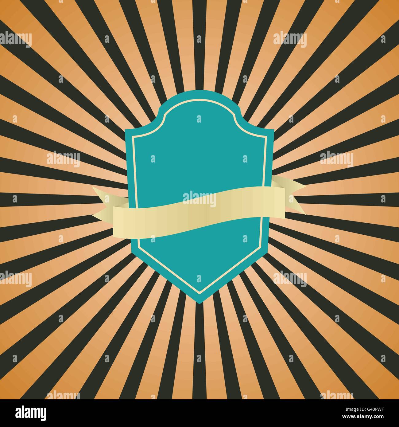 Retro Vintage il badge con brown sunray sfondo, vettore di stock Illustrazione Vettoriale