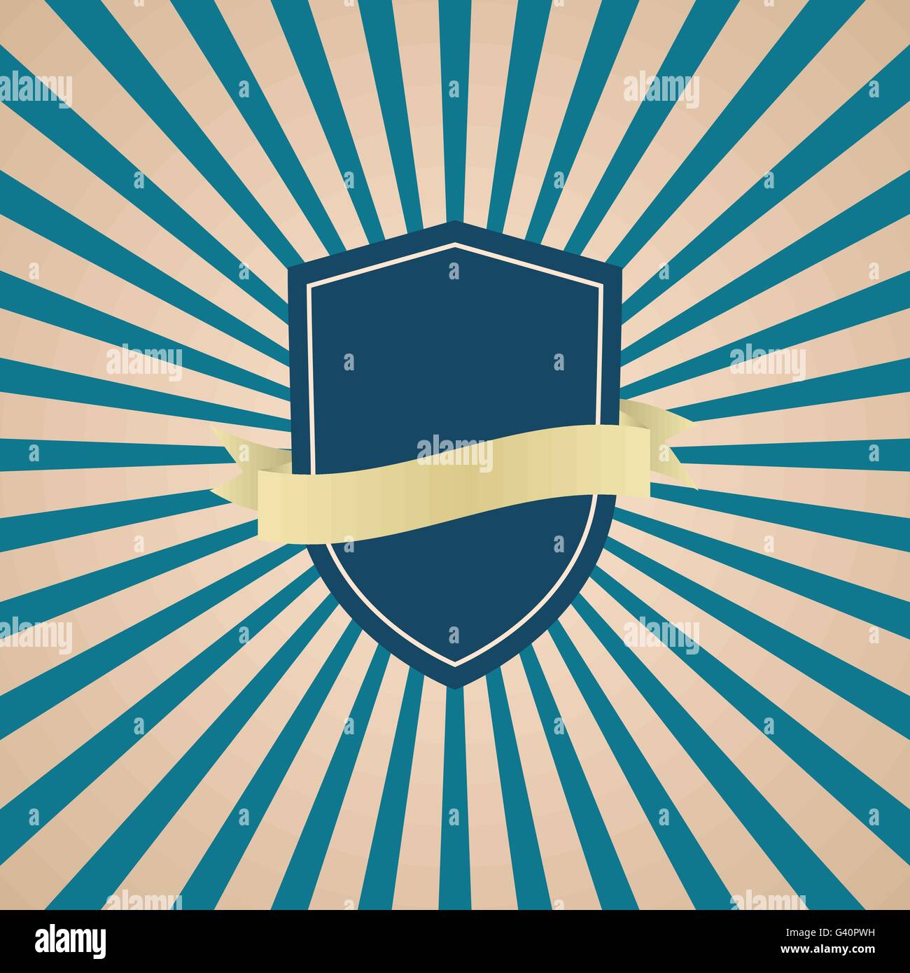 Retro Vintage il badge con blue sunray sfondo, vettore di stock Illustrazione Vettoriale