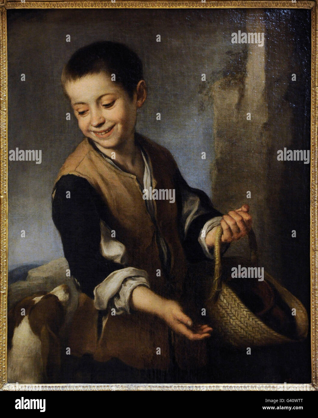 Bartolome Esteban Murillo (1617-1682). Lo spagnolo pittore barocco. Ragazzo con un cane, 1655-1660. Lo stato Museo Hermitage. San Pietroburgo. La Russia. Foto Stock