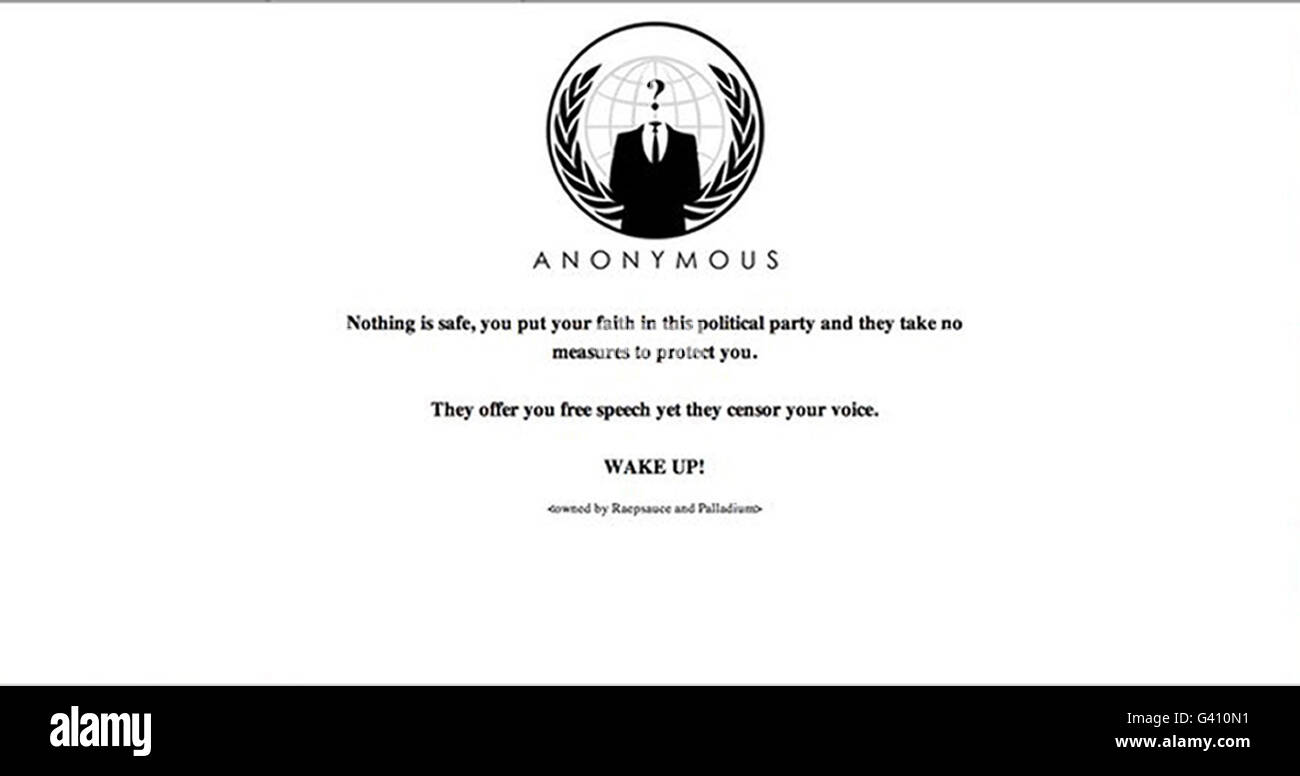 . Una schermata del sito Web fine Gael come hacker accesso numeri di telefono, e-mail e dati del personal computer di poco meno di 2,000 abbonati al sito Web rinnovato di fine Gael durante un attacco informatico di quattro ore, il partito ha confermato oggi. Foto Stock