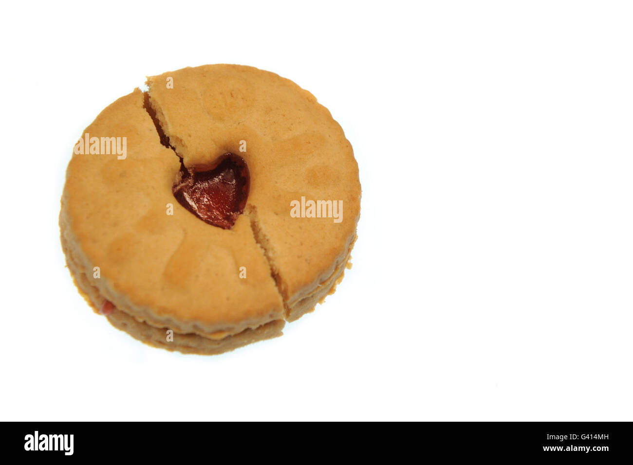 Broken Jammie Dodger Biscuits, prodotto da Burton's Foods. Foto Stock