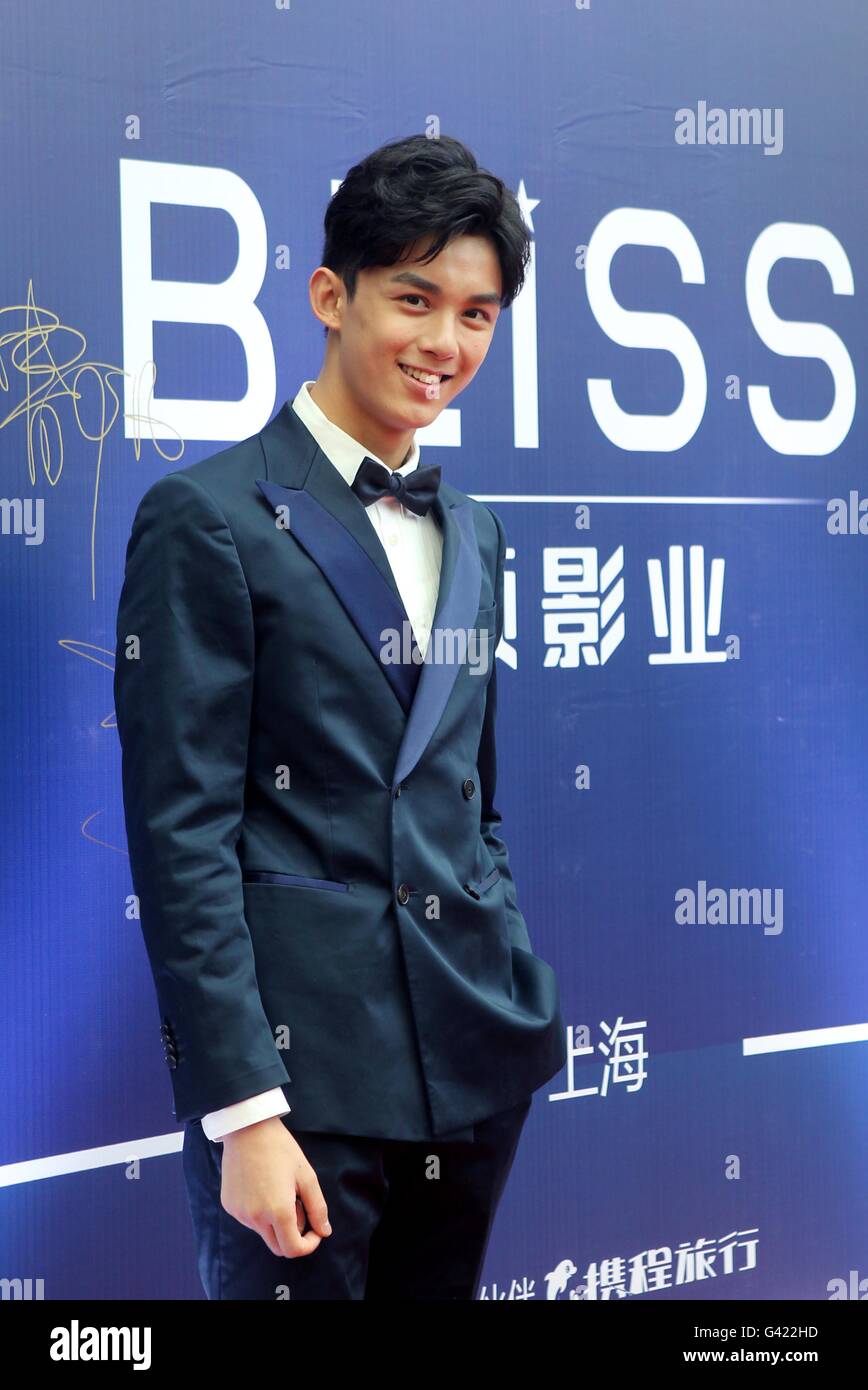 Shanghai, Cina. 17 Giugno, 2016. Attore cinese Wu Lei, che co-star con l'attore britannico Orlando Bloom nel loro film di S.M.A.R.T Chase, partecipa a una conferenza stampa durante il XIX Shanghai International Film Festival di Shanghai, Cina orientale, Giugno 17, 2016. Orlando sarà co-star con diversi attori cinesi nel film che sarebbe stato girato completamente in Shanghai. Credito: Liu Ying/Xinhua/Alamy Live News Foto Stock