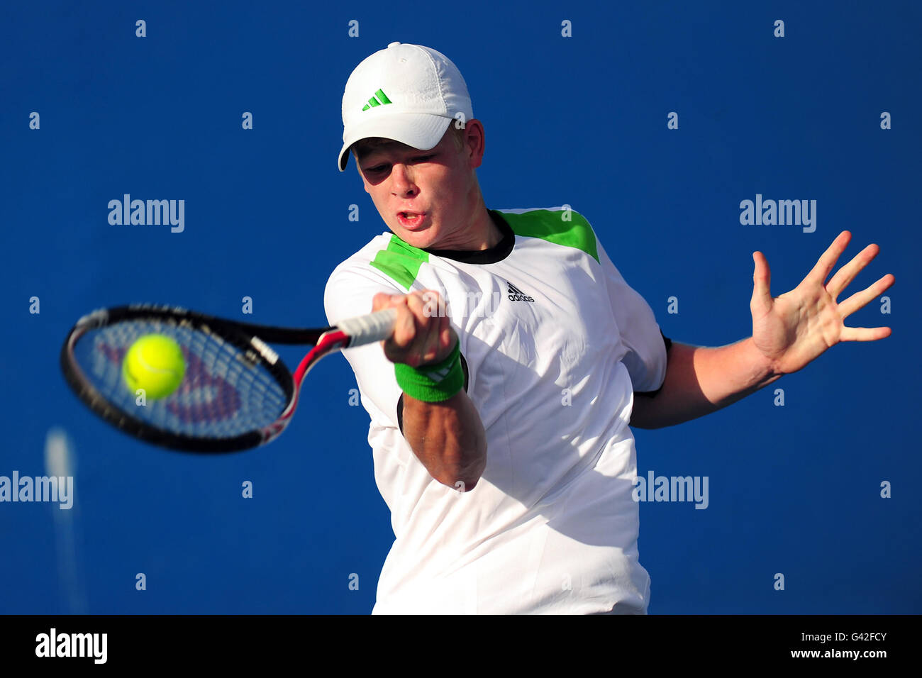 Kyle Edmund della Gran Bretagna in azione contro il Mac Styslinger degli Stati Uniti In Junior Boys Singles Foto Stock