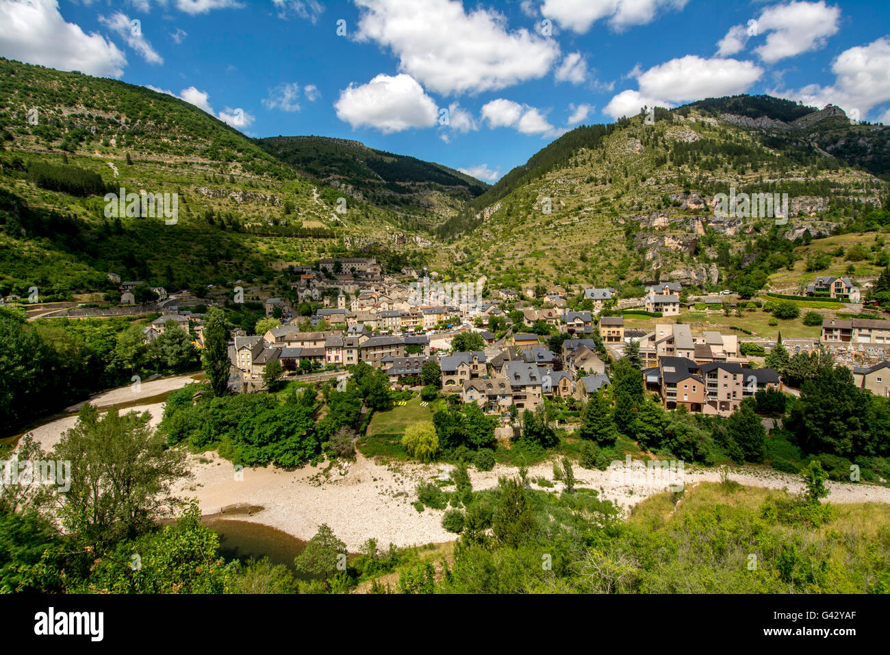 Villaggio di Sainte Enimie, Gorges du Tarn, Lozere, Occitanie, Francia Foto Stock