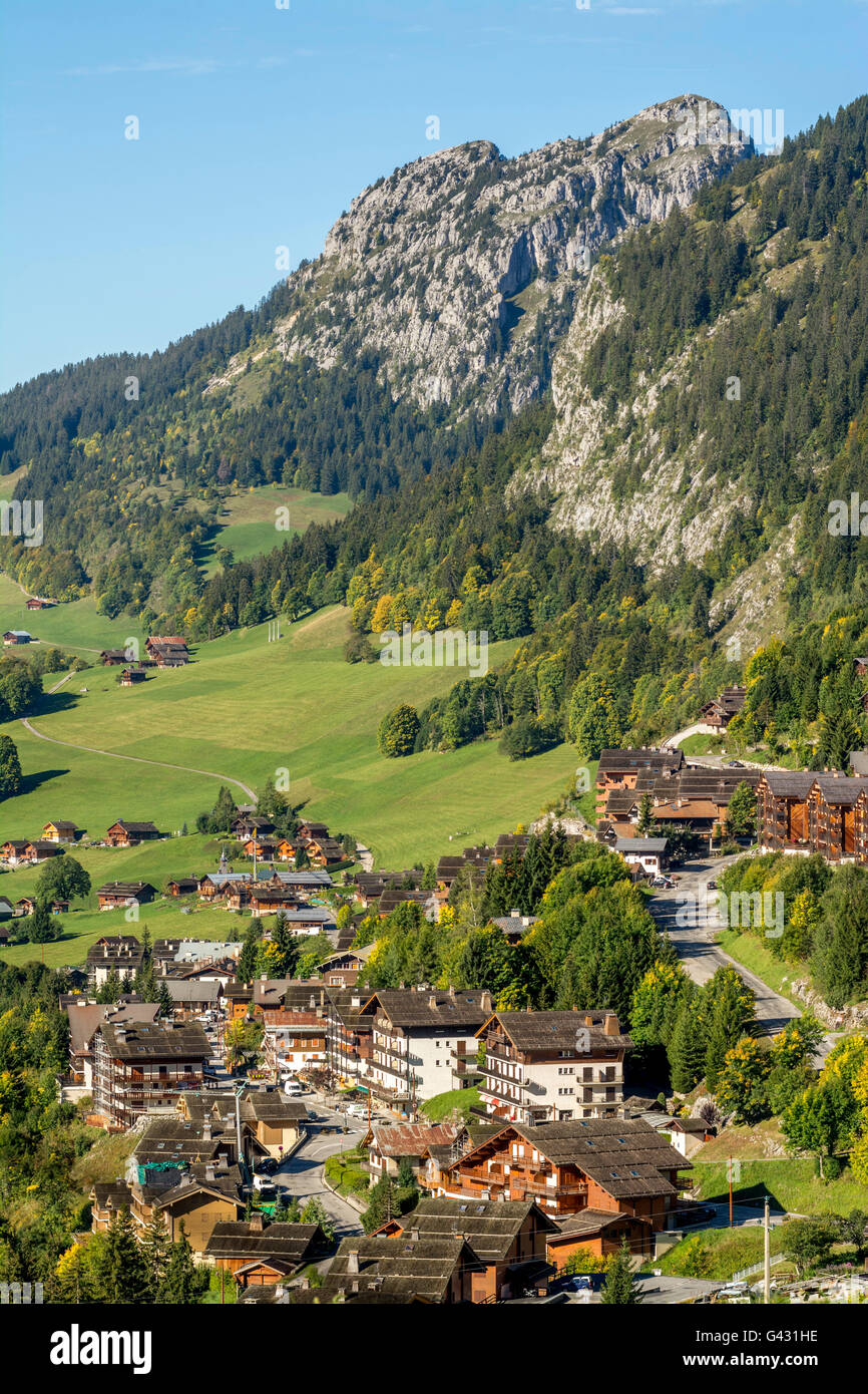 Le Chinaillon, le Grand Bornand ski resort, Haute Savoie, Auvergne-Rhones-Alpes, in Francia, in Europa Foto Stock
