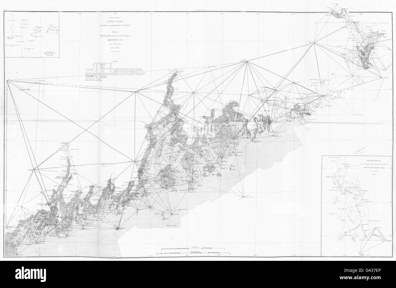 MAINE sondaggio costiere USCGS:Portland. Inset Portland Harbour, 1881 Mappa antichi Foto Stock