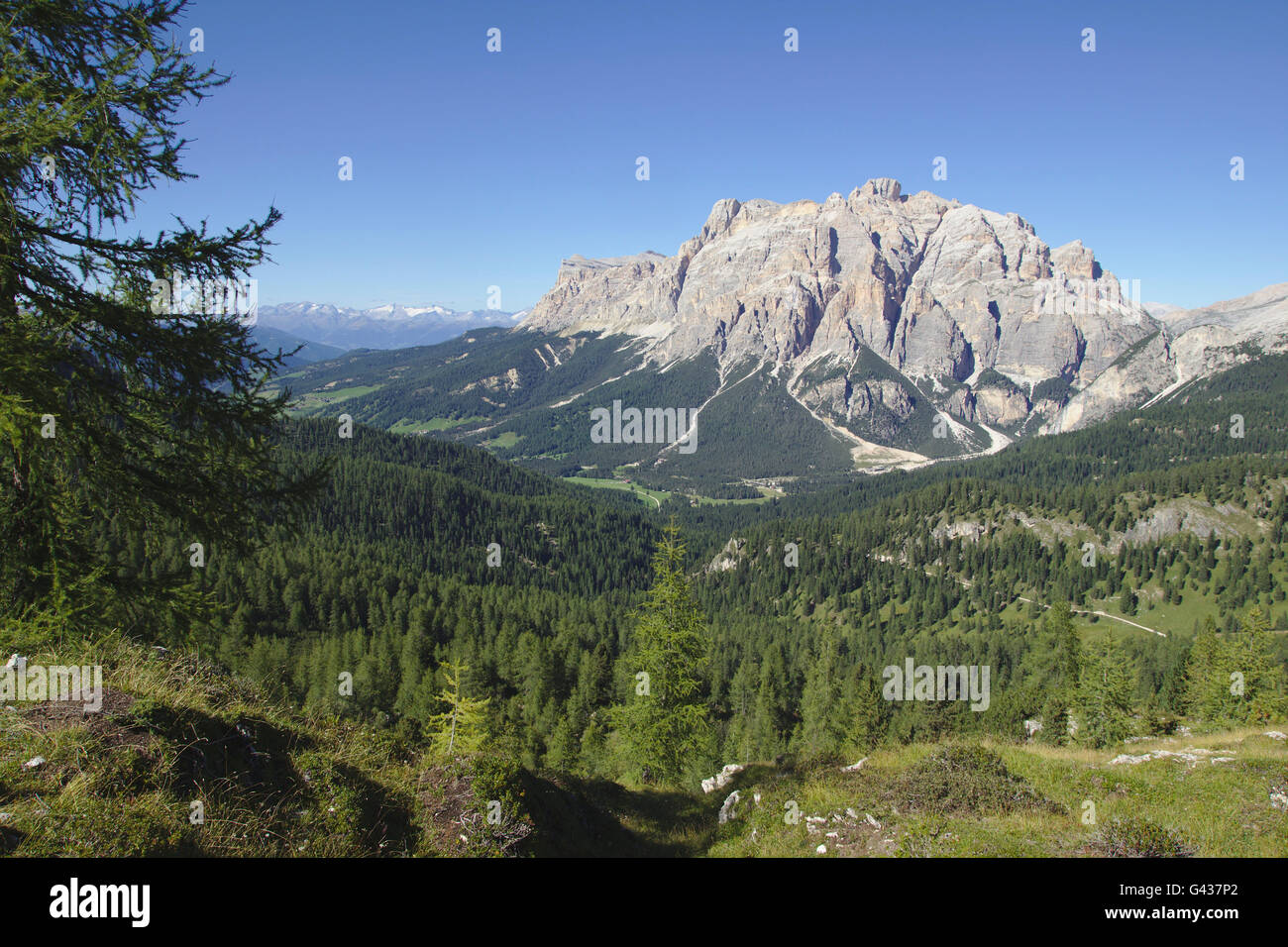 Lavarella, Cunturines, Fanes gruppo da Settsass, Dolomiti, Italia Foto Stock