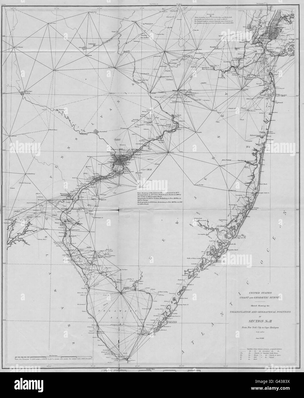 Costa USCGS sondaggio: NEW JERSEY Delaware Bay. Philadelphia e New York New York, 1881 Mappa Foto Stock