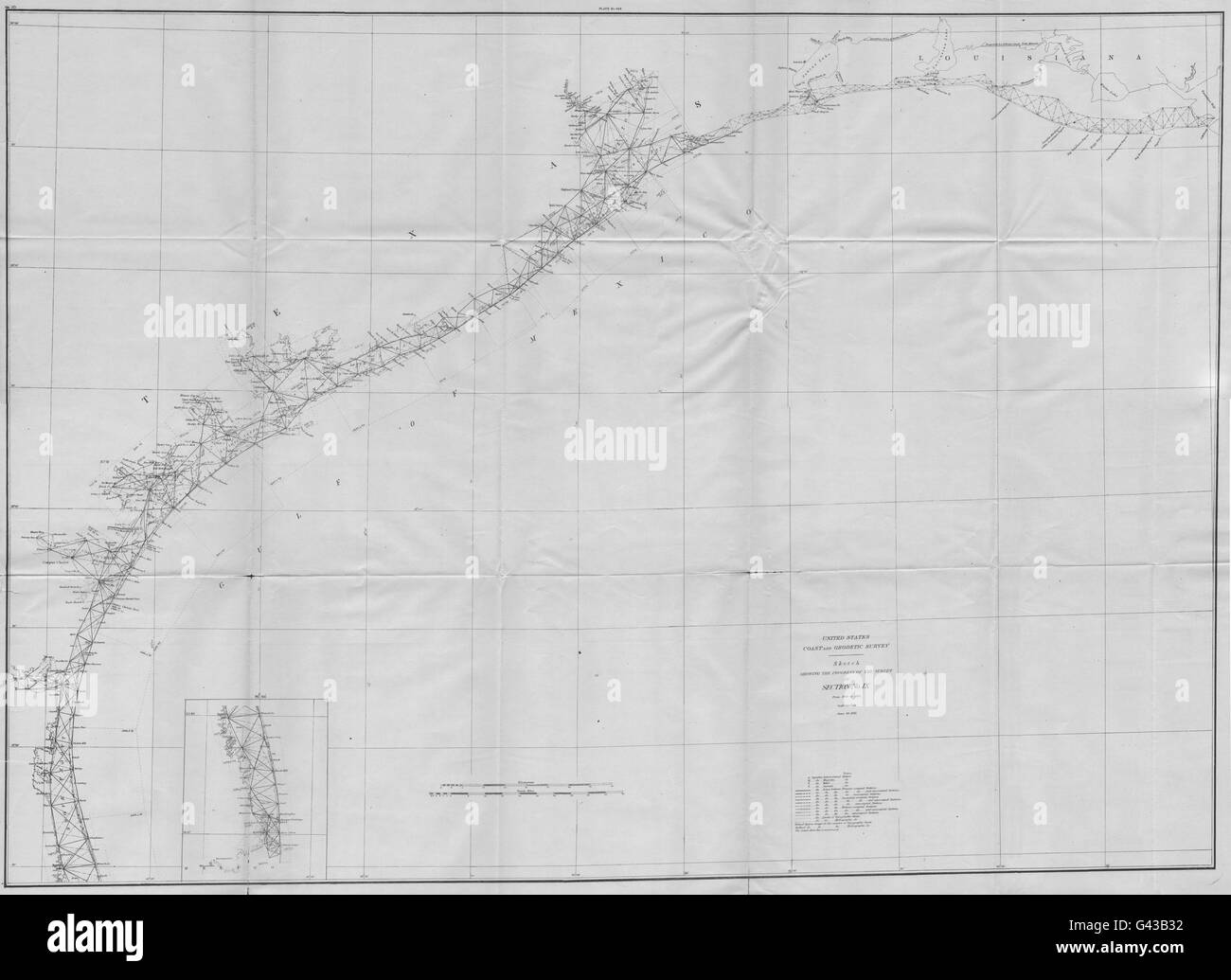 TEXAS USCGS costiere sondaggio: LA-confine messicano Rio Grande. Galveston bay 1881 mappa Foto Stock