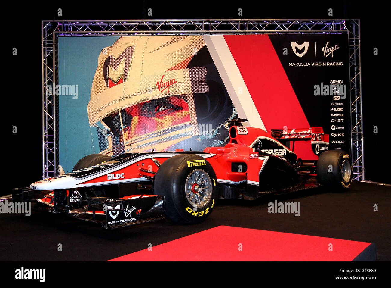 Formula Uno - Marussia Virgin F1 Racing lancio - BBC Television Centre Foto Stock