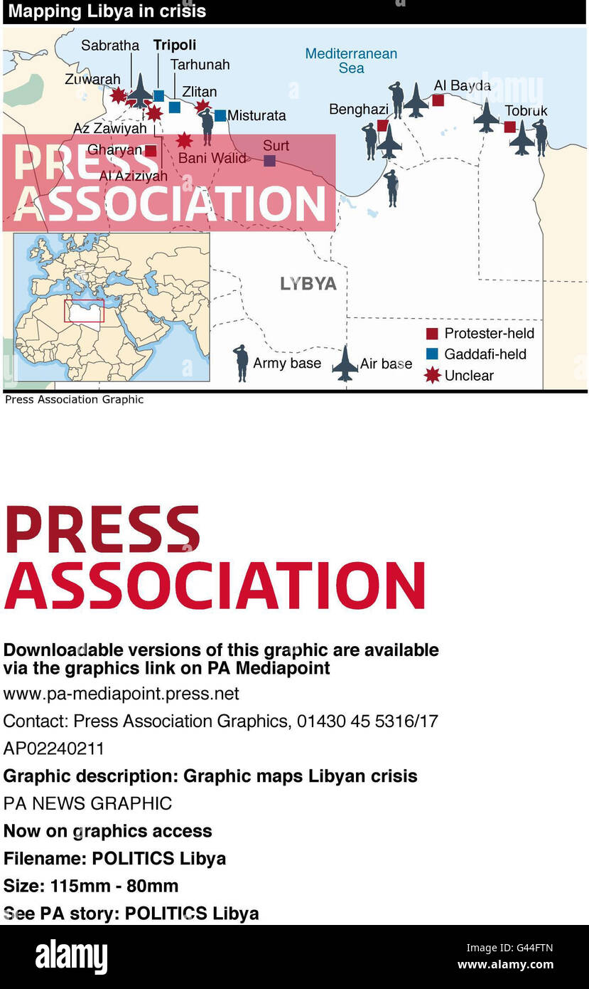 POLITICA Libia. Mappe grafiche della crisi libica Foto Stock