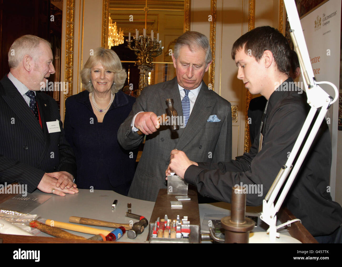 Carlo e Camilla visita Goldsmiths' Hall Foto Stock