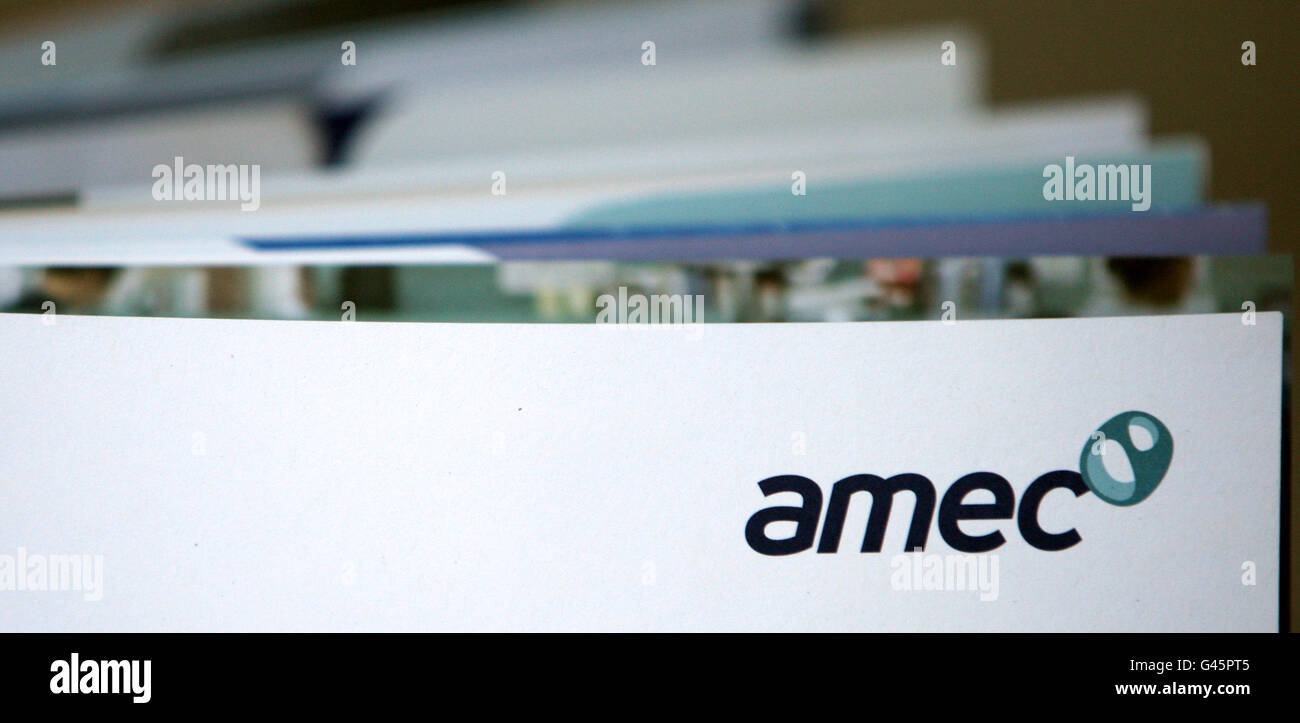 FTSE 100. Una visione generale del prospetto di attività di AMEC plc. Foto Stock