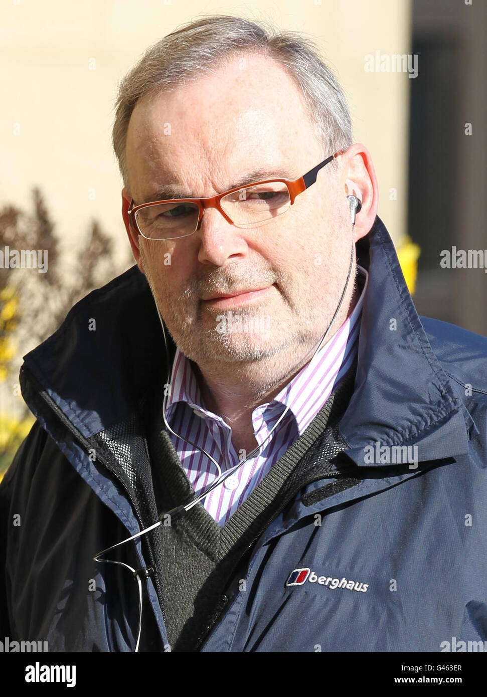 Malcolm Webster arriva a Glasgow High Court dove è in processo per l'assassinio di Claire Morris. Foto Stock