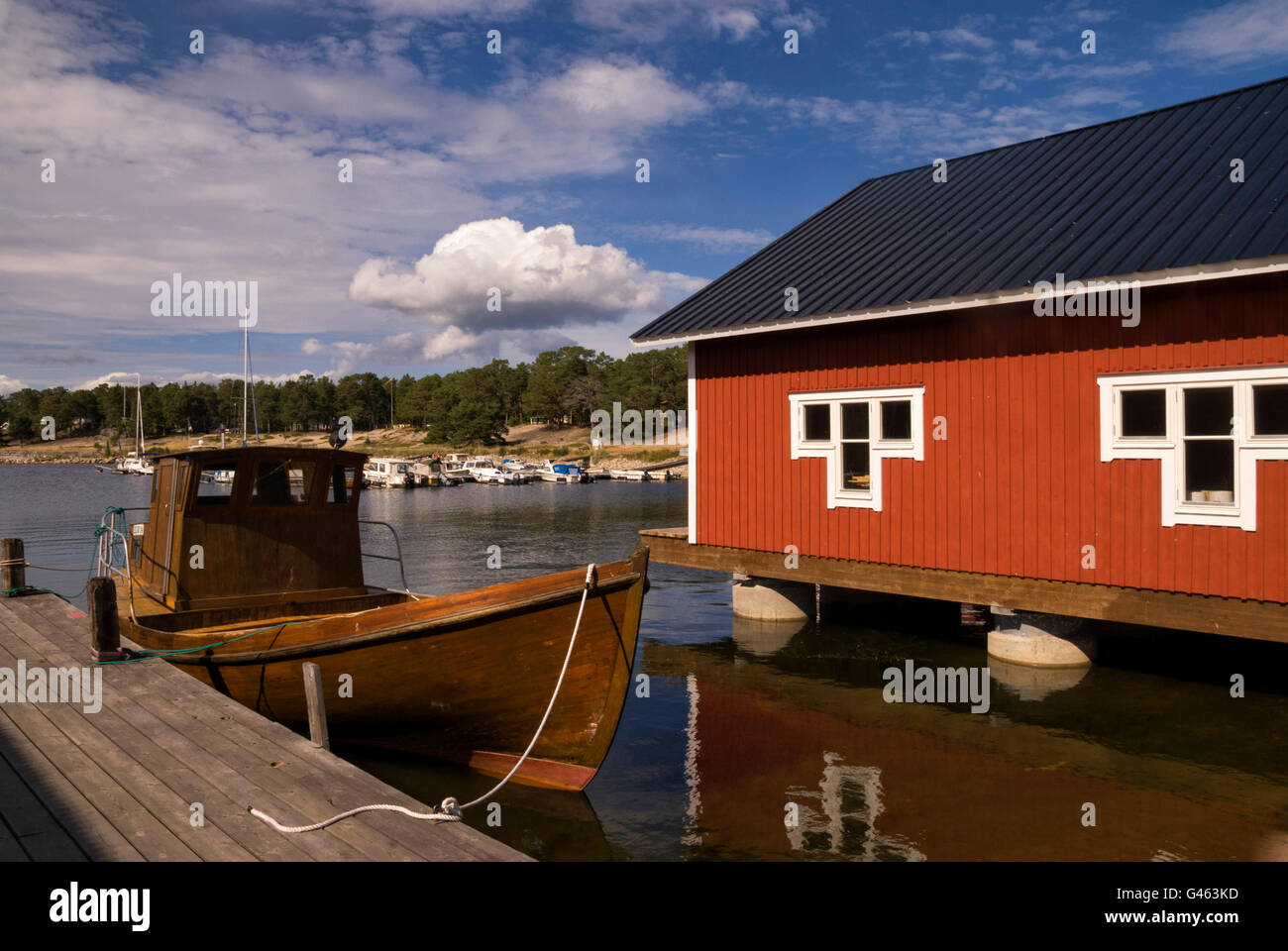 La pesca svedese Holick villaggio nei pressi di Hudiksvall sul Mar Baltico Foto Stock