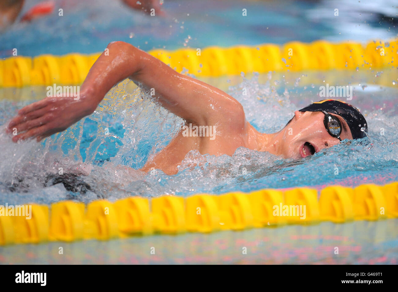 Nuoto - 2011 British gas Swimming Championships - Day Three - Manchester Aquatic Centre. Lincoln's Jack Burnell durante il suo calore del Men's Open 800m Freestyle Foto Stock