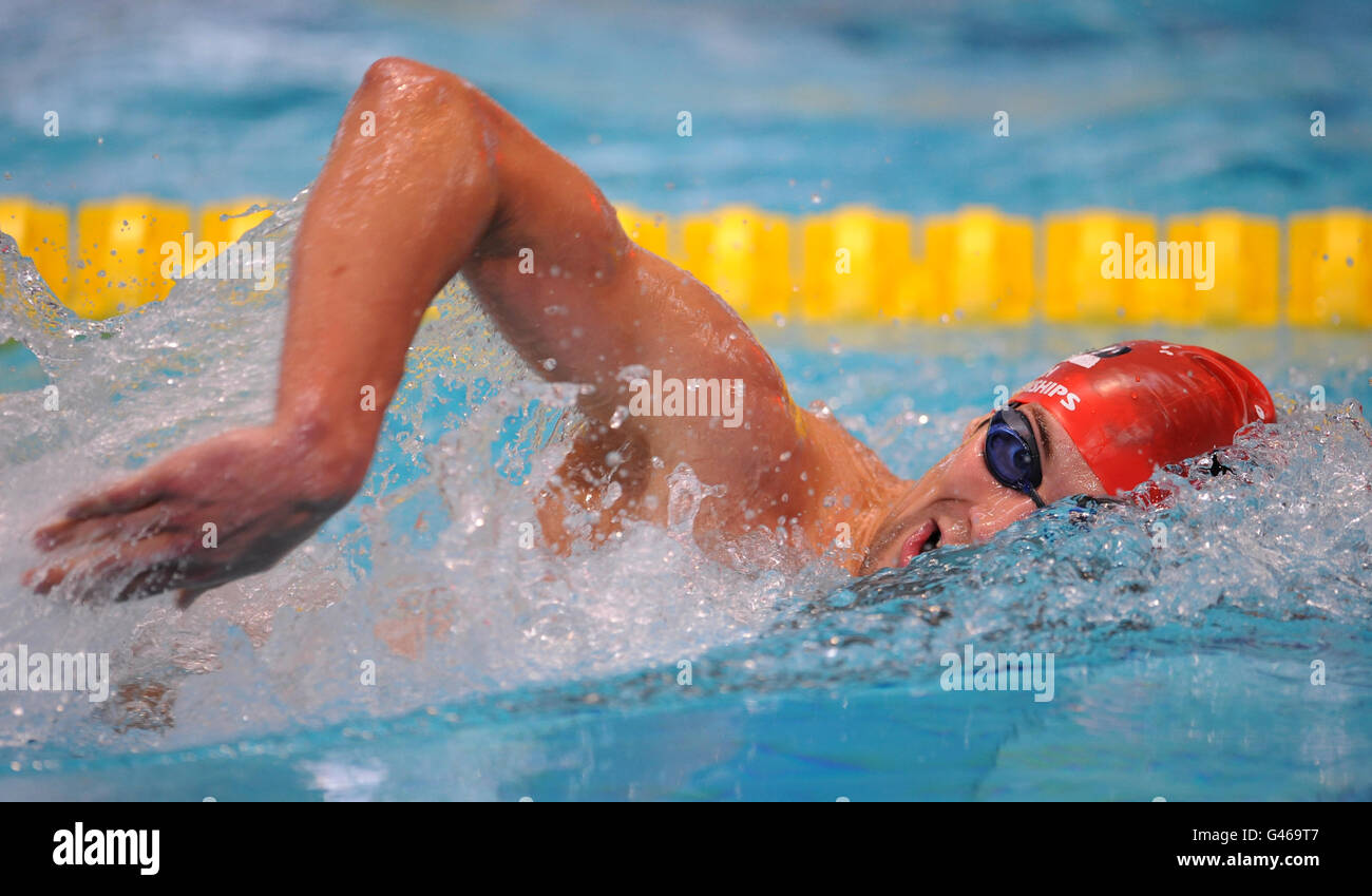Nuoto - 2011 British gas Swimming Championships - Day Three - Manchester Aquatic Centre. Città di Sheffield's Daniel Cocking durante il suo calore del Men's Open 800m Freestyle Foto Stock