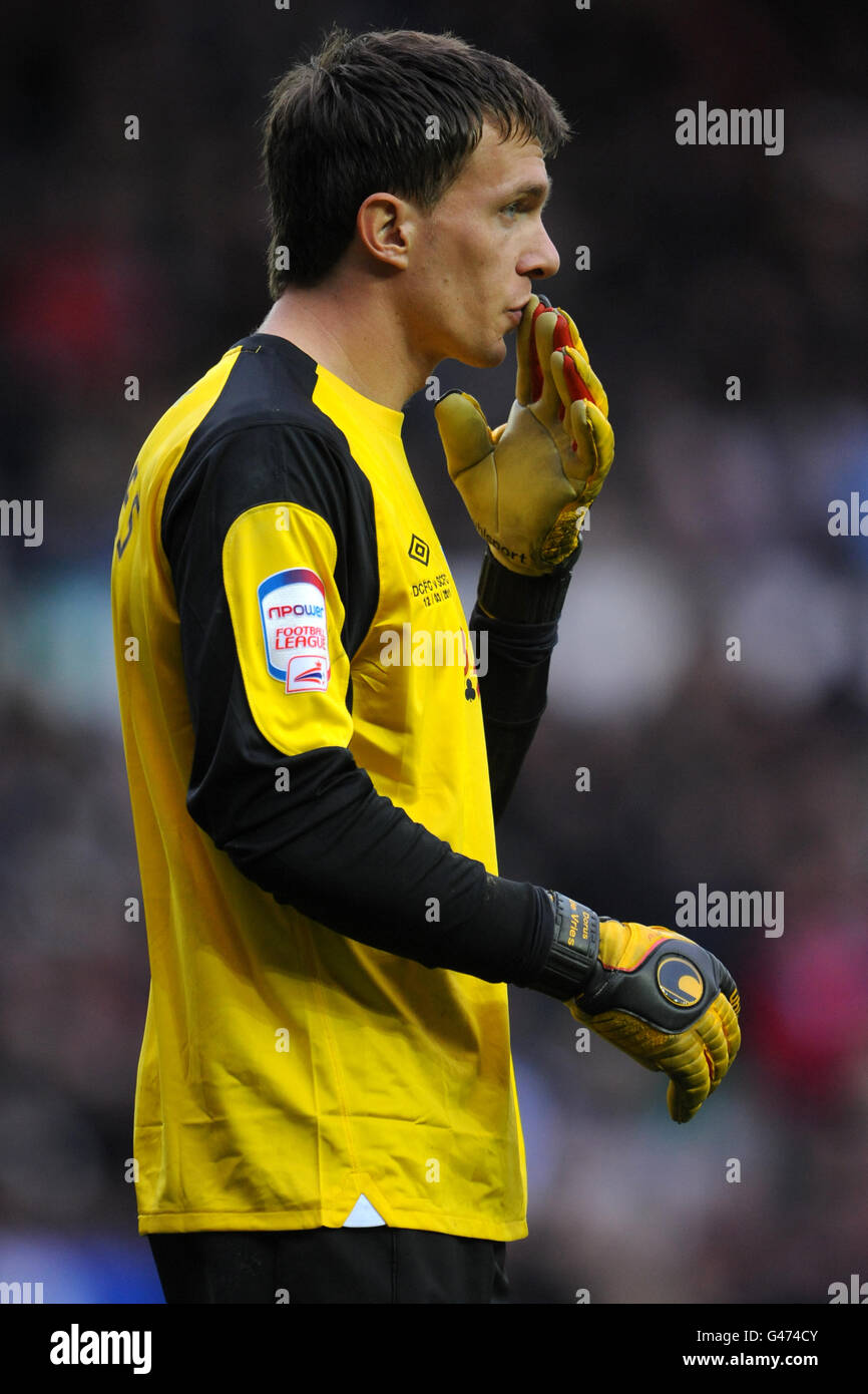 Calcio - campionato nazionale di calcio - Derby County v Swansea City - Pride Park. Dorus De Vries, portiere della città di Swansea Foto Stock