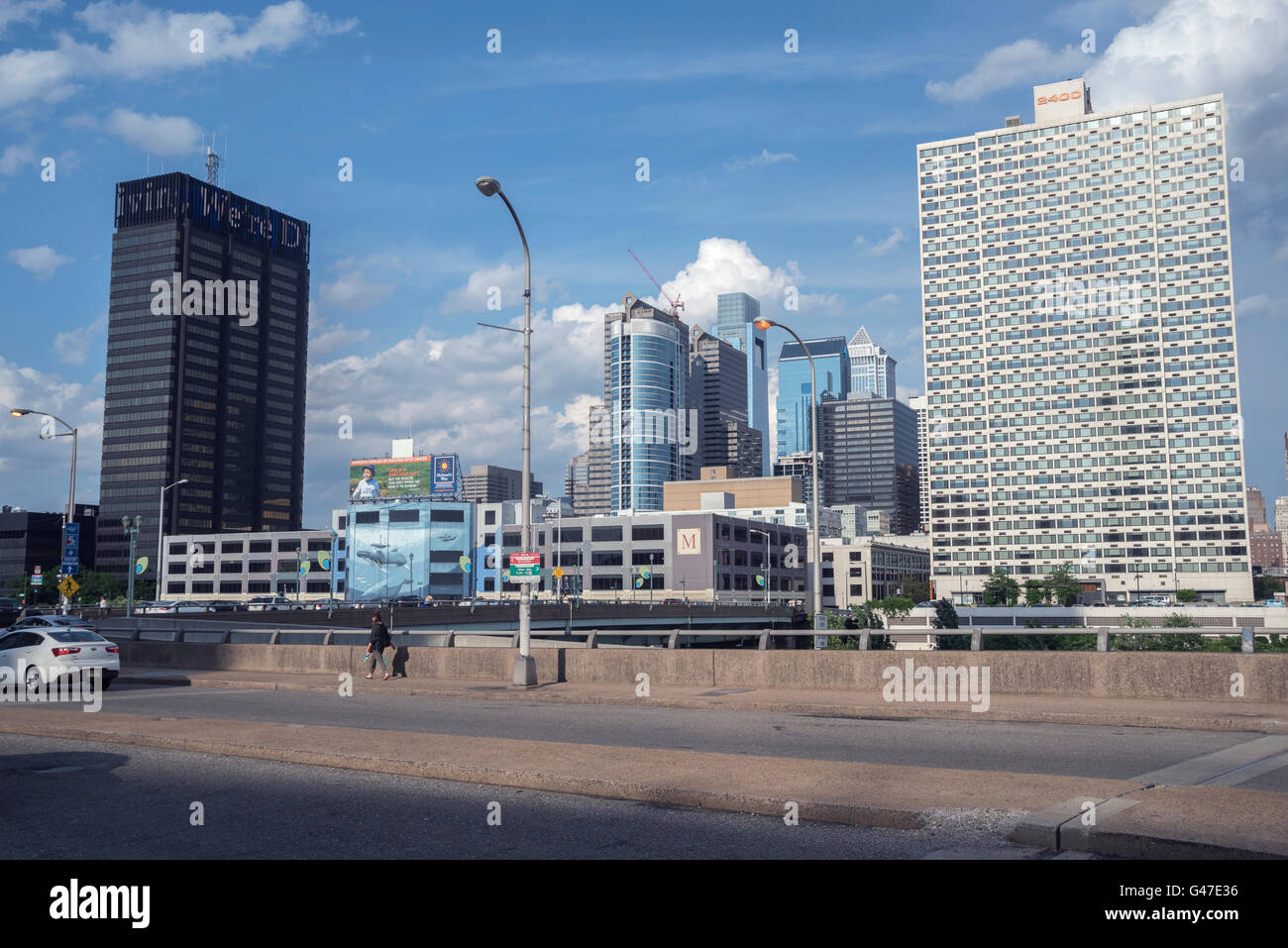 Panorama della città moderna, Philadelphia, Pennsylvania, STATI UNITI D'AMERICA Foto Stock
