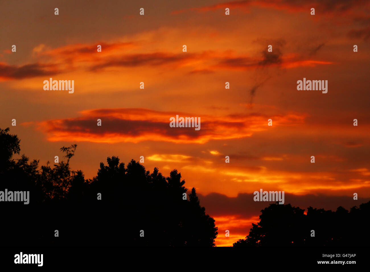 Colori vividi come i tramonti di Wanstead, East London Foto Stock