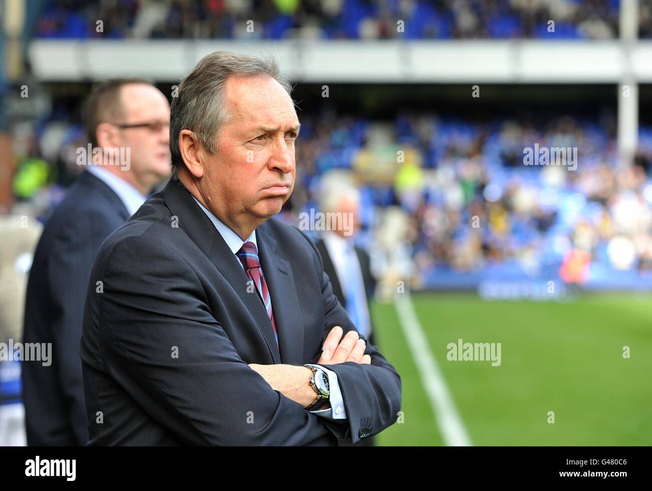 Calcio - Barclays Premier League - Everton / Aston Villa - Goodison Park. Aston Villa manager Gerard Houllier prima del gioco Foto Stock