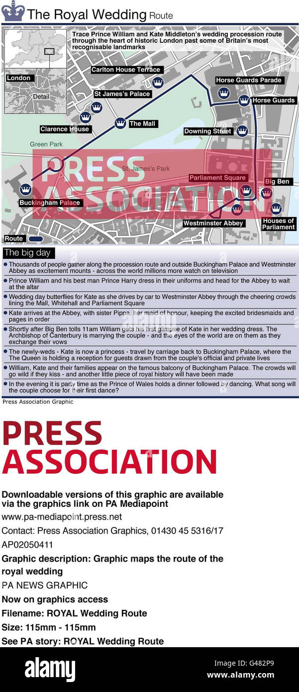 Mappe grafiche il percorso del matrimonio reale Foto Stock