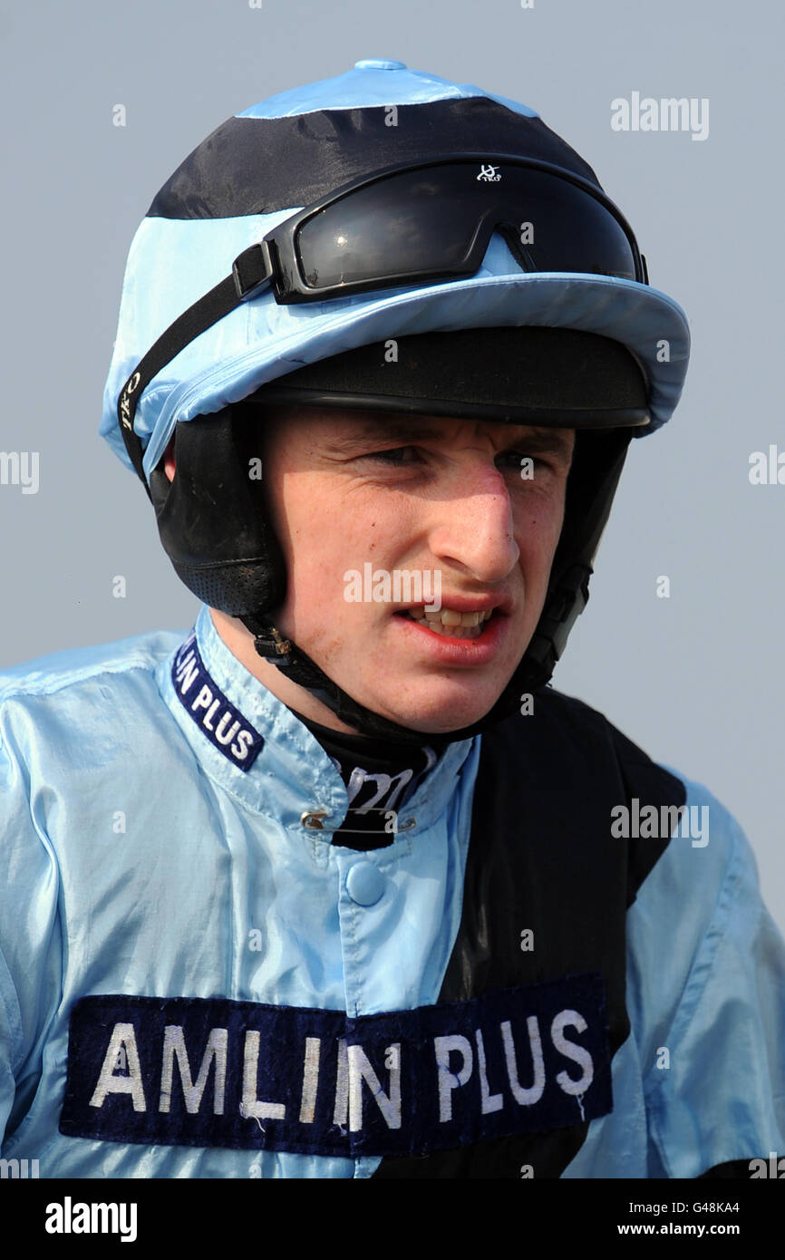 Corse di cavalli - Ippodromo di Newbury. TJ o'Brien, jockey Foto Stock