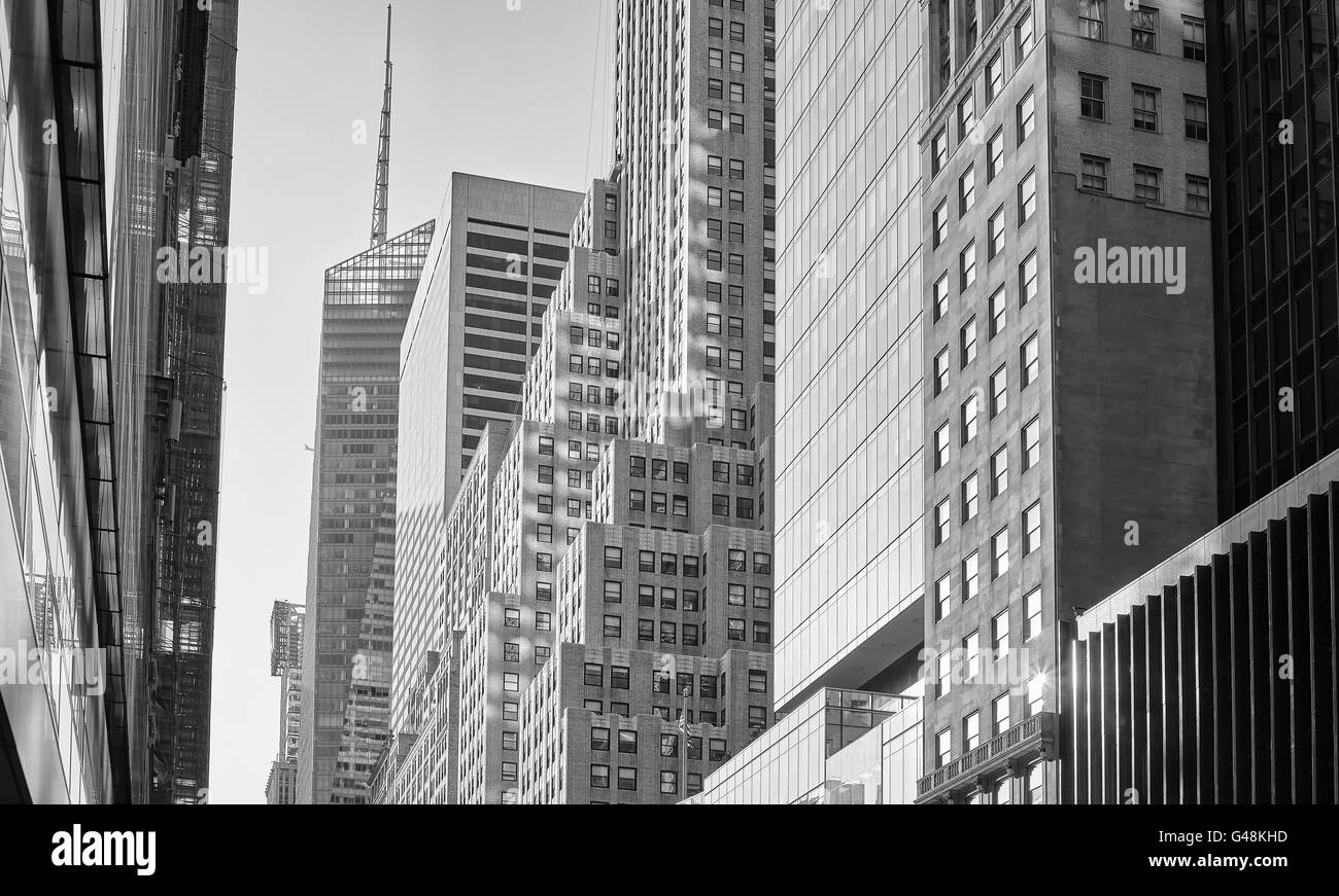 Il vecchio stile immagine in bianco e nero di edifici di Manhattan, New York, Stati Uniti d'America Foto Stock