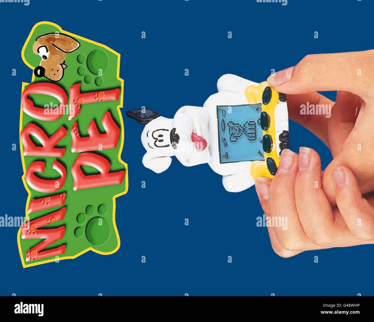 Gli importatori di Cyberpet affermano che i loro rivoluzionari cuccioli elettronici, come questo qui illustrato, sono stati 'delog-napped' da disperati proprietari di animali domestici. Un'intera cucciolata di Micro PET Puppies è scomparsa tra l'atterraggio nel Regno Unito e l'essere precipitata nei negozi per soddisfare la domanda incessante di giocattoli tascabili. I distributori stanno incolpando i cyber-fan ansiosi di mettere le mani sull'ultima versione della mania che non mostra alcun segno di lasciare in su. Vedi la storia di PA CYBERPETS CONSUMER. Foto PA Foto Stock