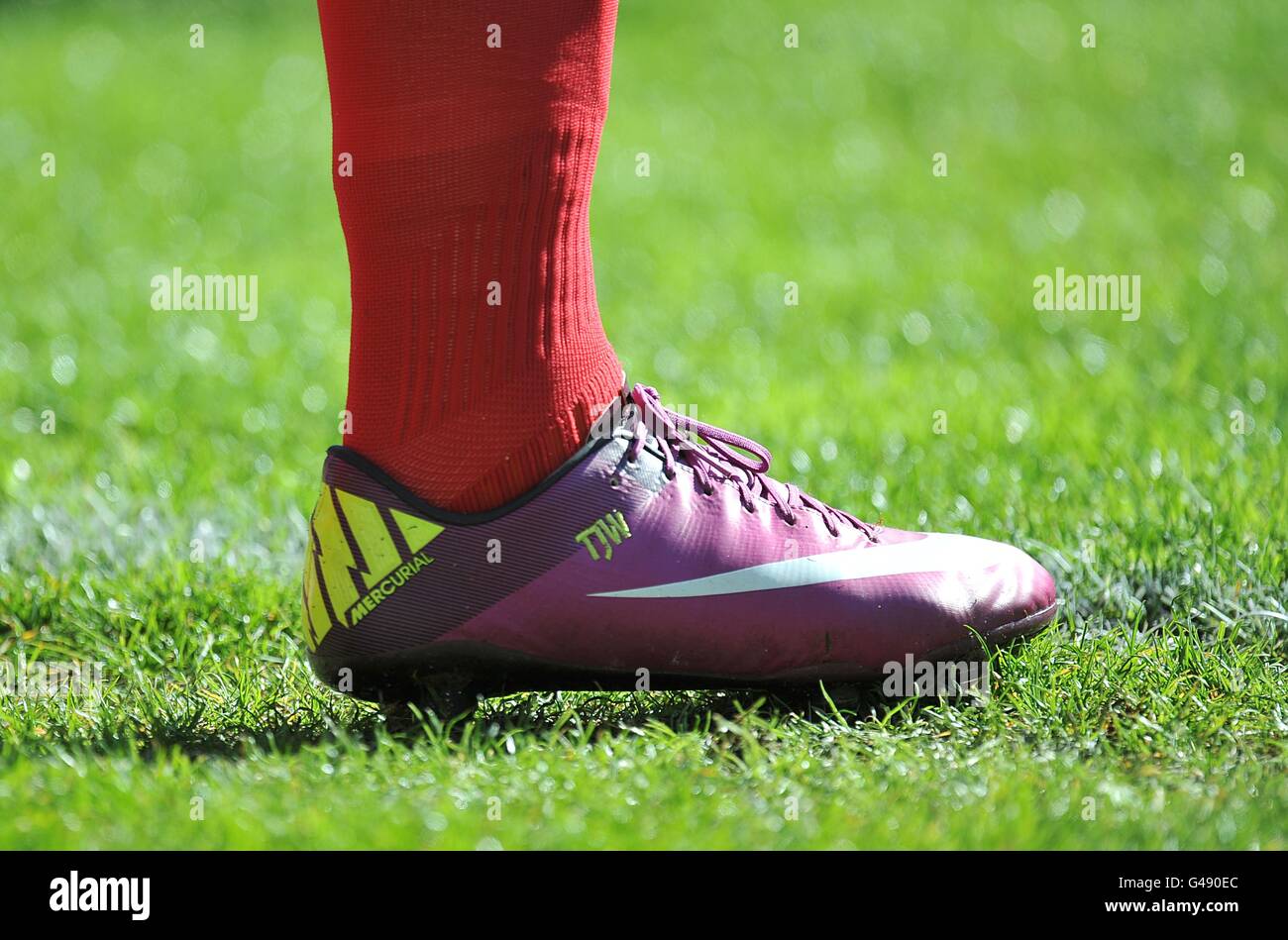 Calcio - Barclays Premier League - Bolton Wanderers / Arsenal - Reebok Stadium. Vista generale della scarpa da calcio di Theo Walcott. Foto Stock