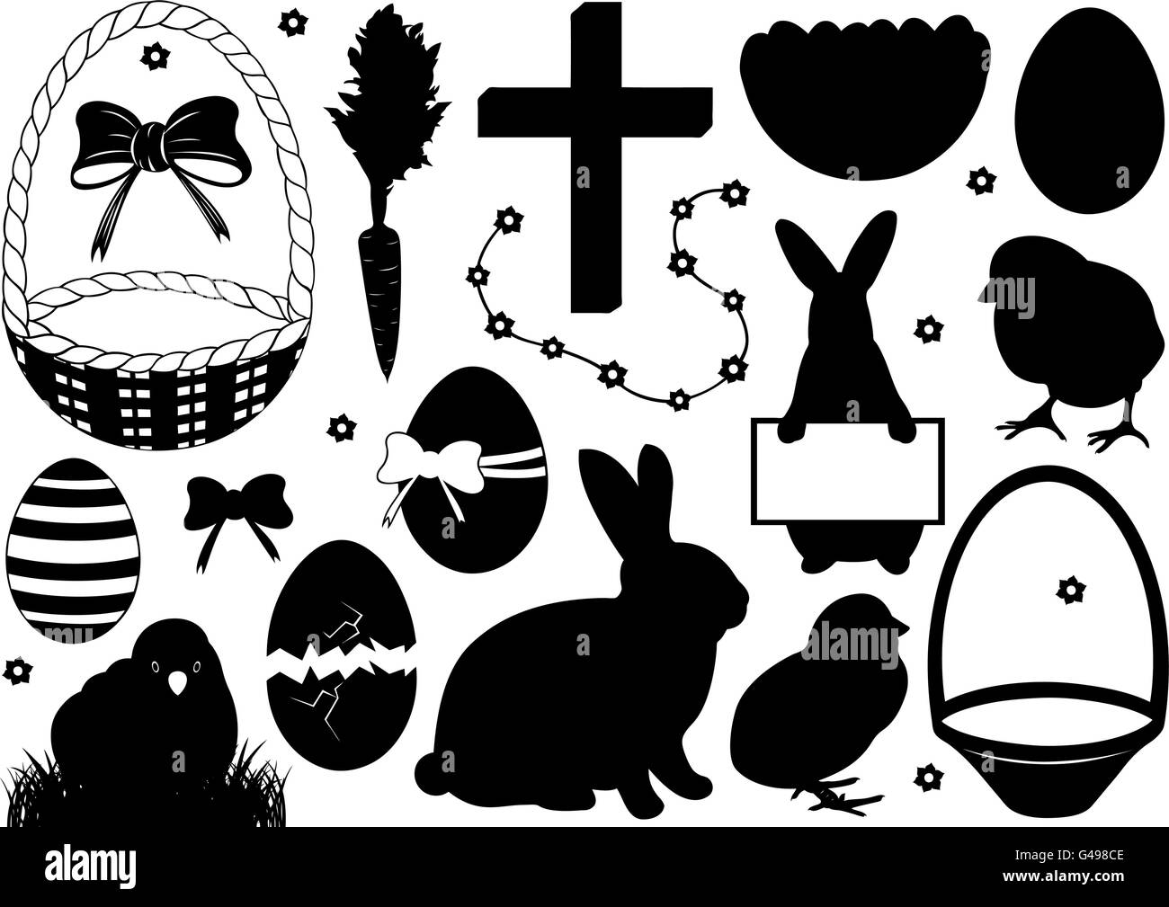 Set di pasqua isolato su bianco Illustrazione Vettoriale