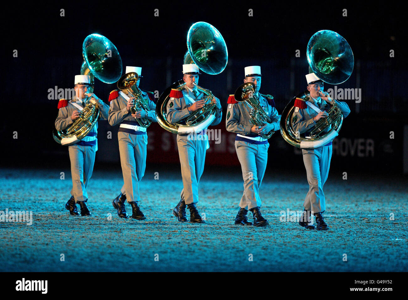 La Musique de la Legion Etrangere (la banda della Legione straniera francese) si esibiscono presso il Windsor Castle Tattoo. Foto Stock